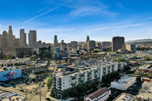 a view of a city with tall buildings