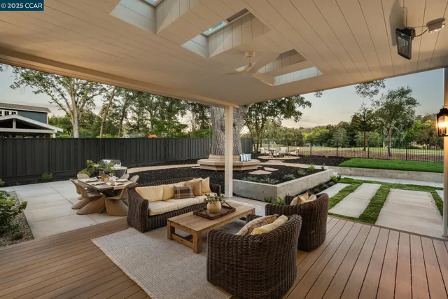 a view of a chair and table of the garden