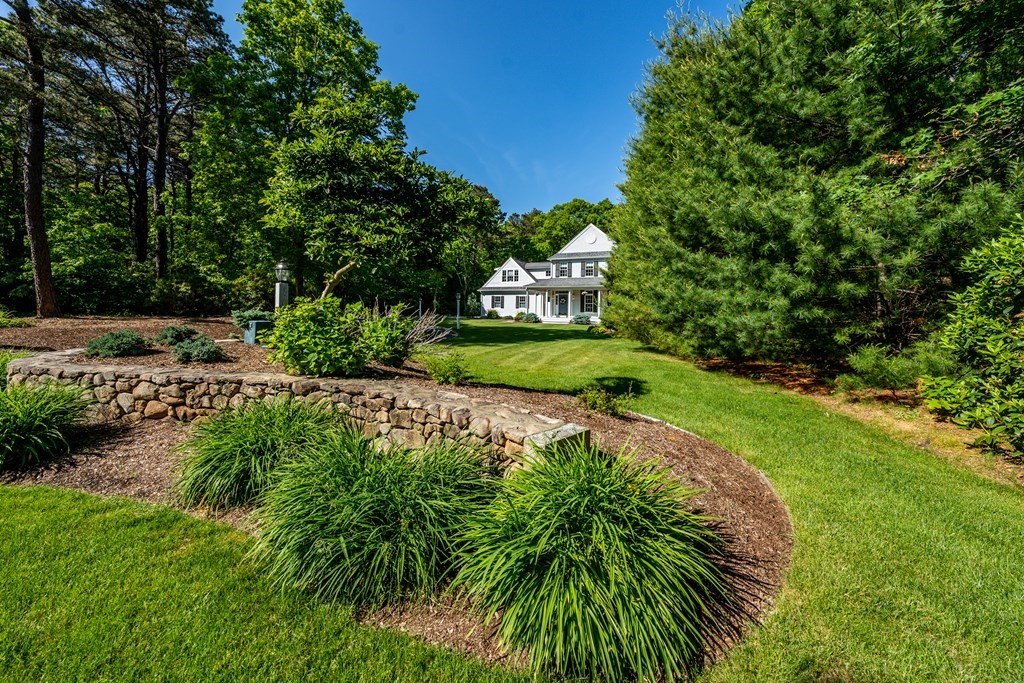 24 Miller Farm Road Mashpee, MA 02649 - Photo 2 of 28 a view of a yard with plants and large trees