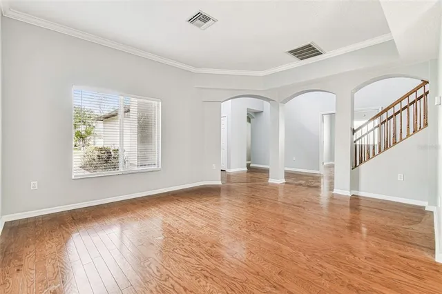 a view of a room with racks on the wall