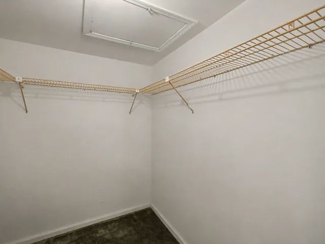 a view of a room with racks on the wall