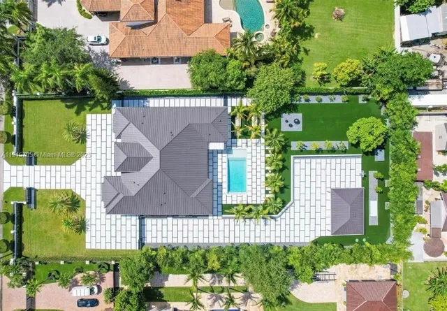 an aerial view of a house
