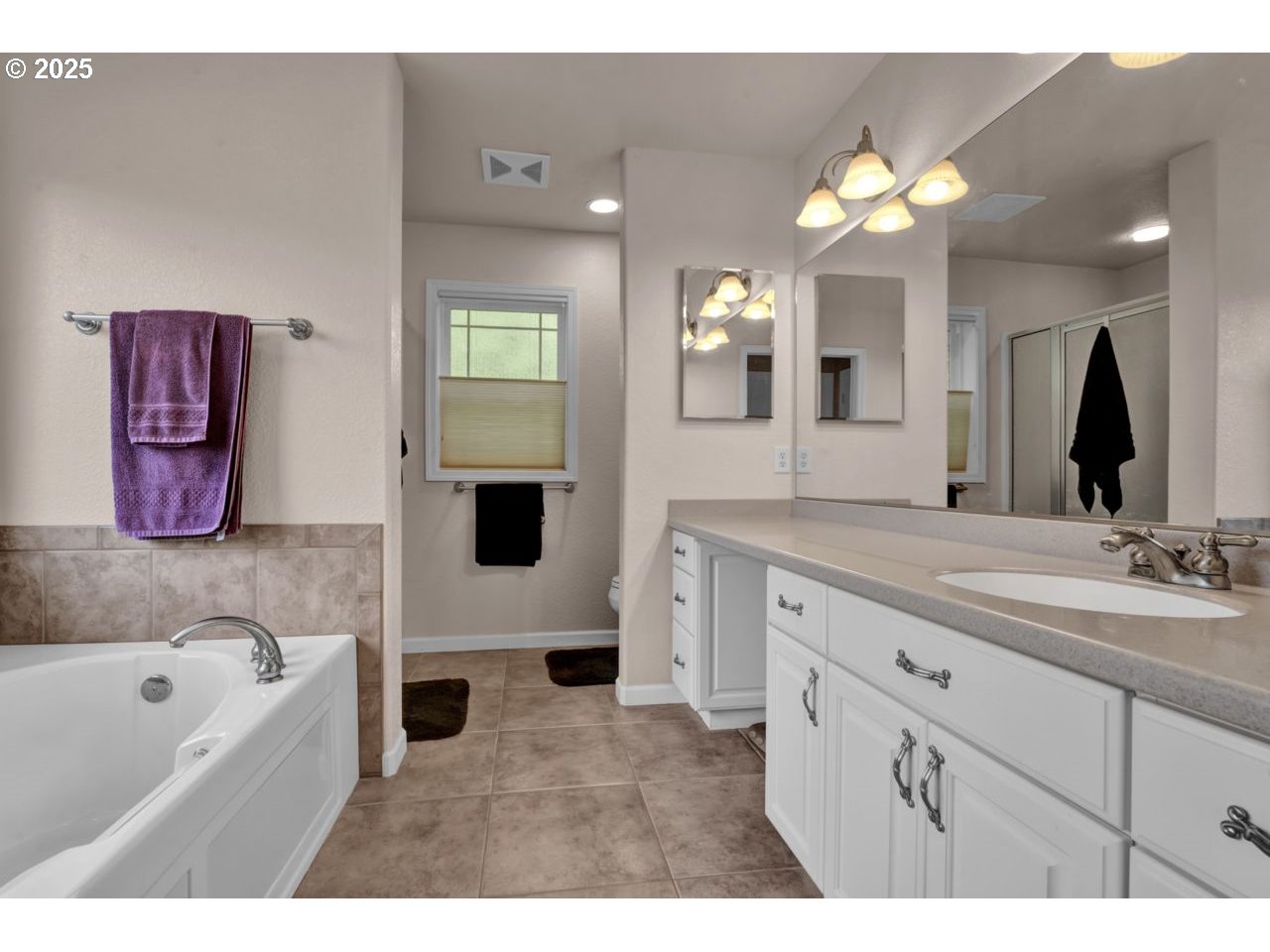 2131 Willow Loop Florence, OR 97439 - Photo 27 of 48 a spacious bathroom with a sink a large mirror and a bathtub