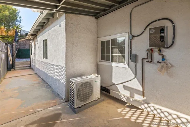 a view of a balcony with city view