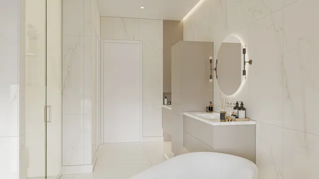 a bathroom with a toilet a sink and mirror