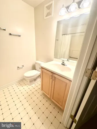 a bathroom with a sink a toilet and shower curtain