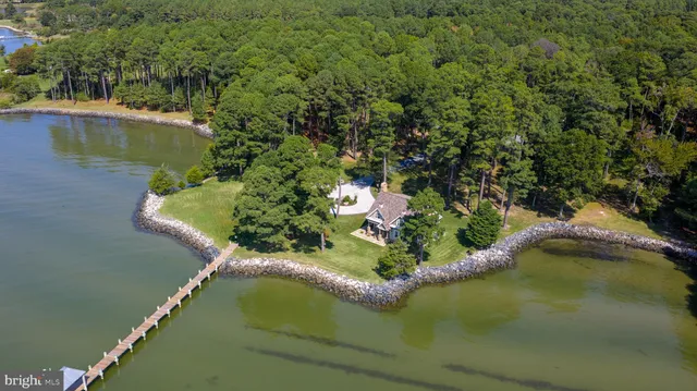 a view of a lake with a yard