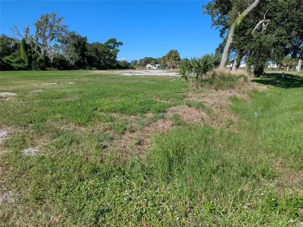a view of a field of grass and trees