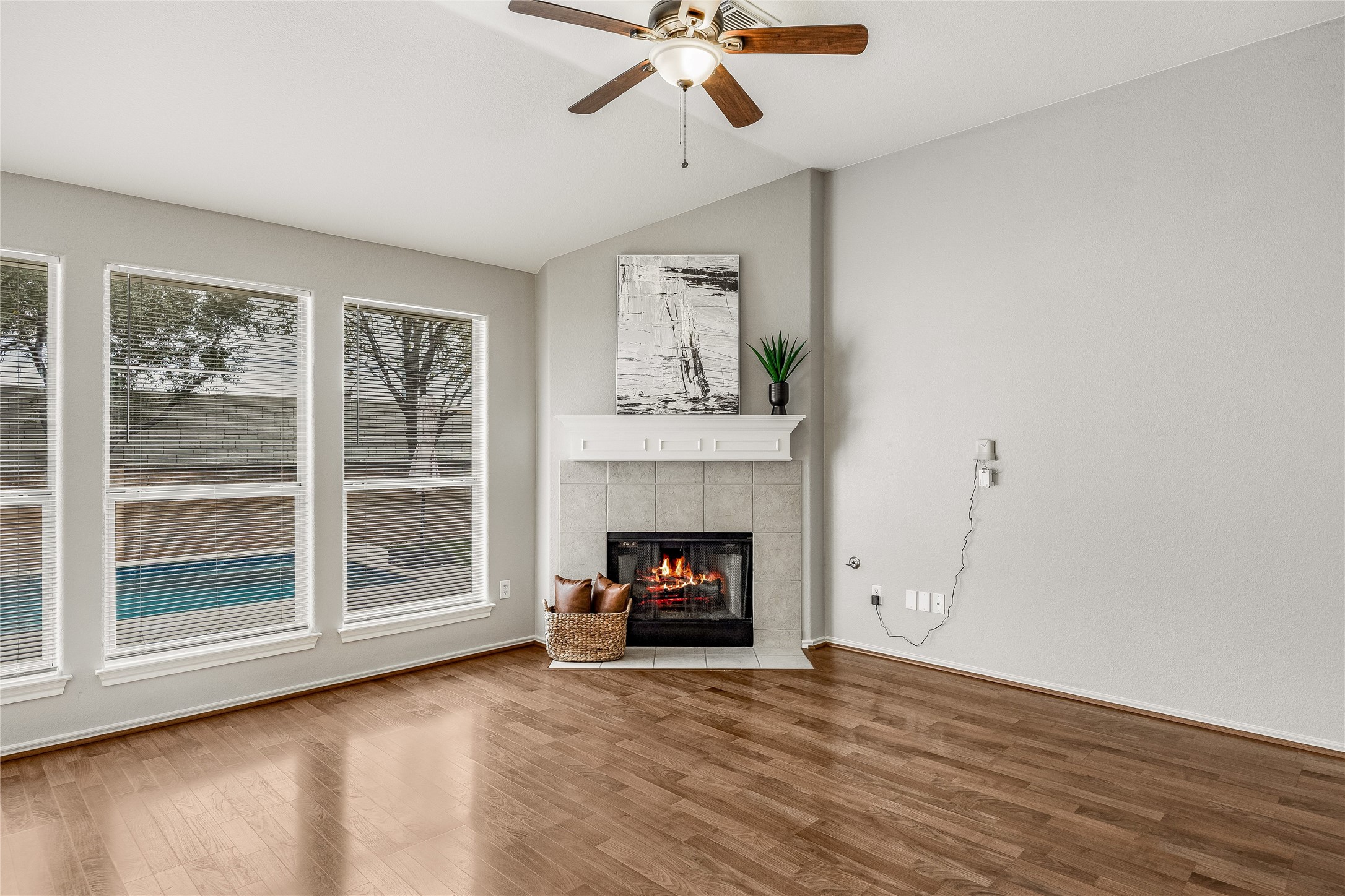 4319 South Summercrest Loop Round Rock, TX 78681 - Photo 9 of 35 a living room with furniture and a fireplace