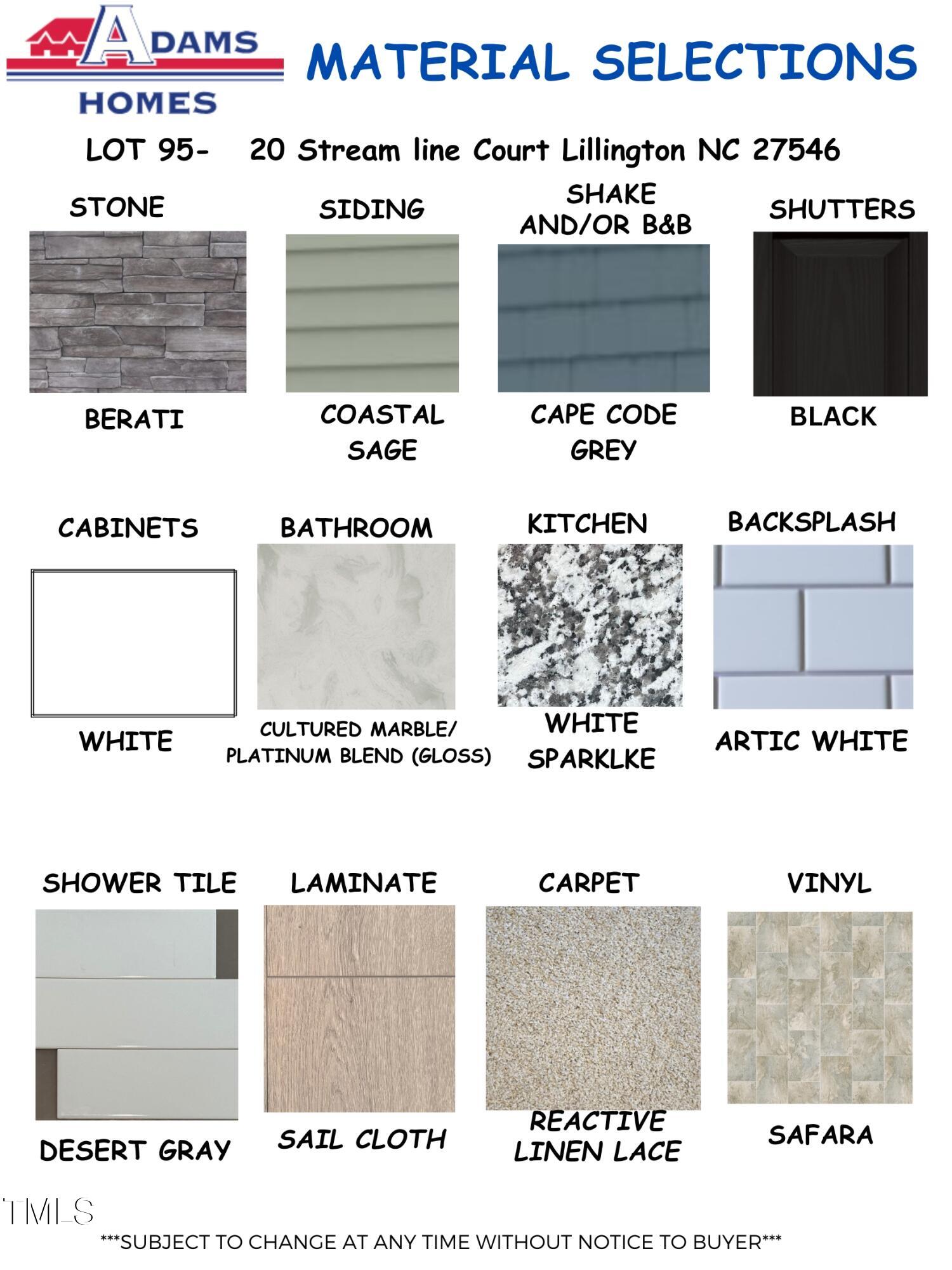 20 Streamline Court Lillington, NC 27546 - Photo 4 of 28 Material Selections - Template (4)