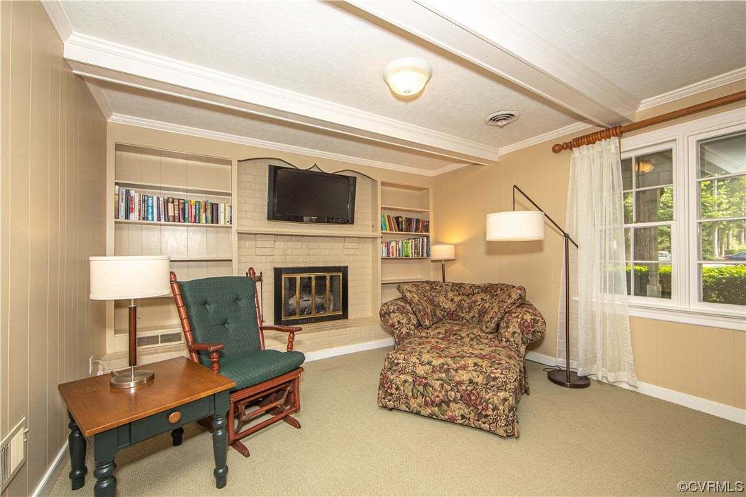 13371 Kingsmill Road Midlothian, VA 23113 - Photo 12 of 43 a living room with furniture a fireplace and a flat screen tv