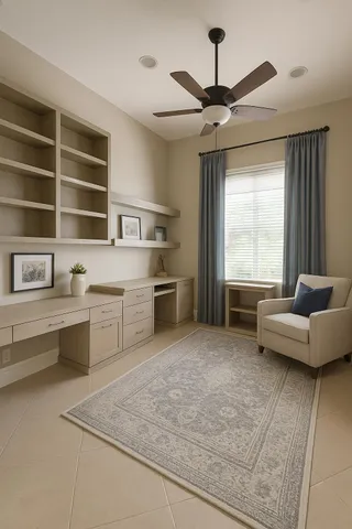 a living room with furniture and window