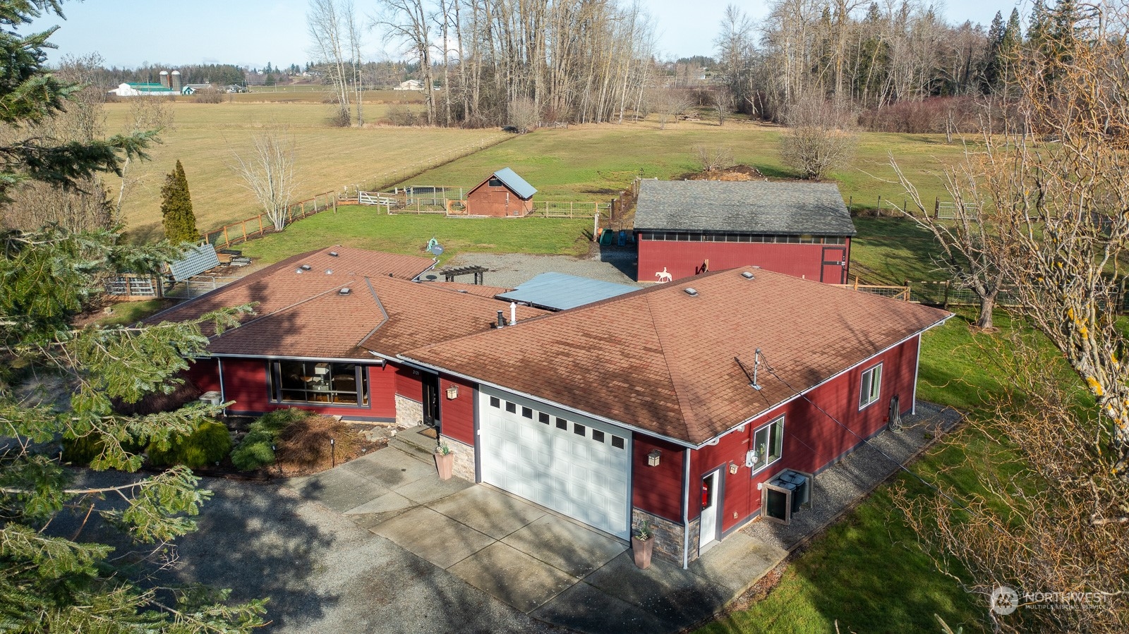 2820 Douglas Road Ferndale, WA 98248 - Photo 1 of 40 aerial view of a house with outdoor space and lake view