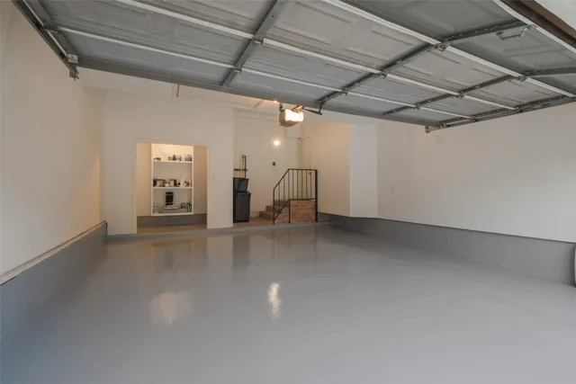 a view of a room with wooden walls