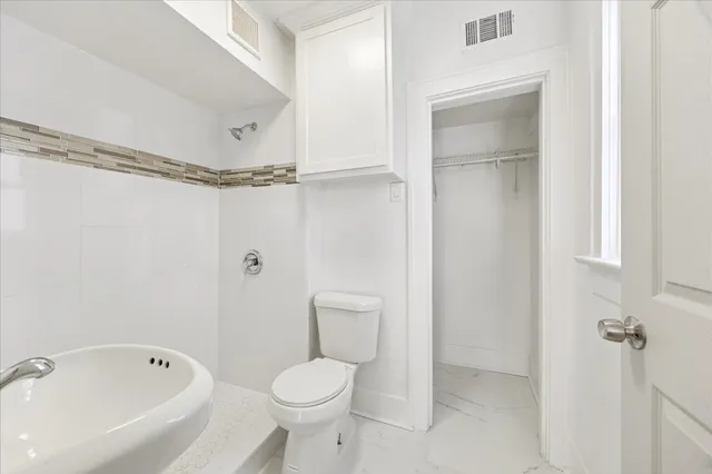 a bathroom with a toilet and a bathtub