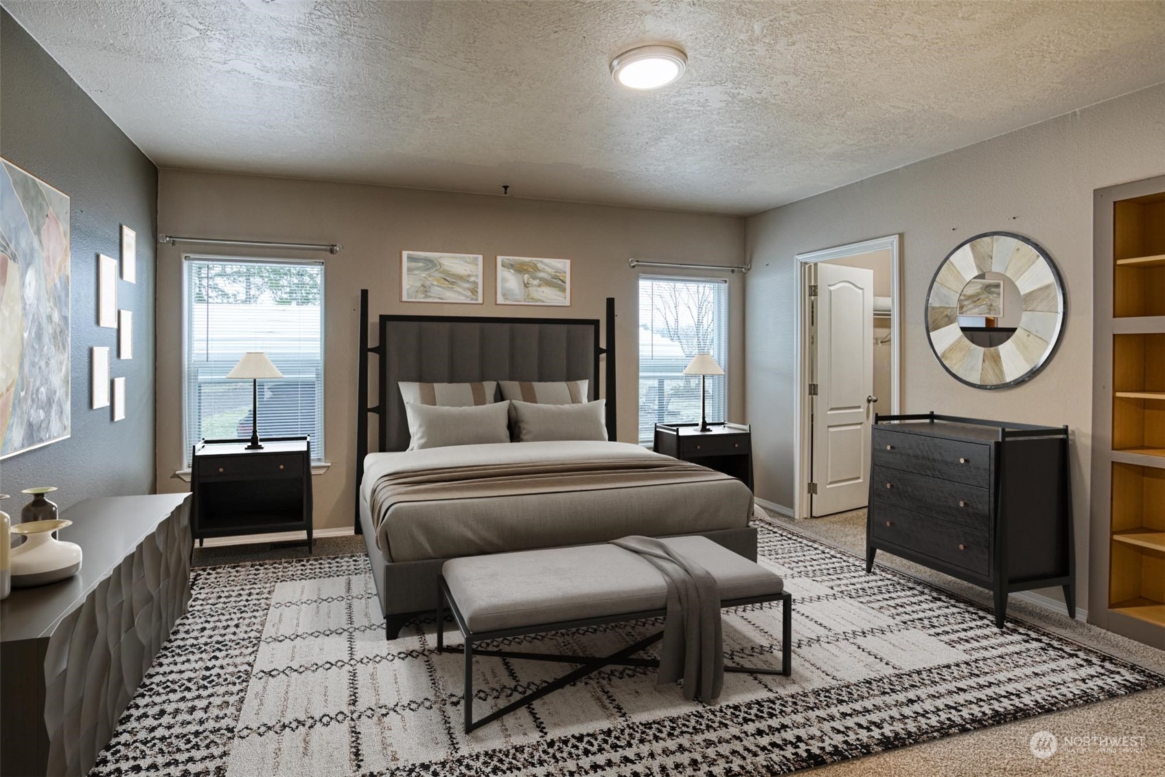 123 South Union Road Elma, WA 98541 - Photo 12 of 30 a bedroom with a bed a mirror and a dresser