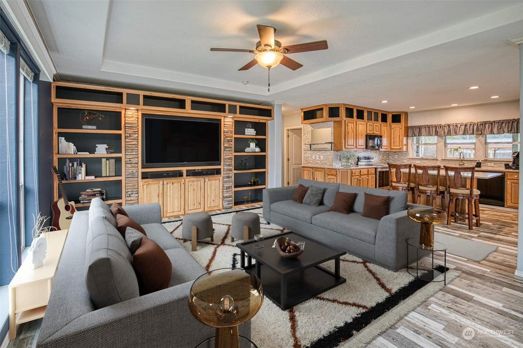 123 South Union Road Elma, WA 98541 - Photo 3 of 30 a living room with furniture and a flat screen tv