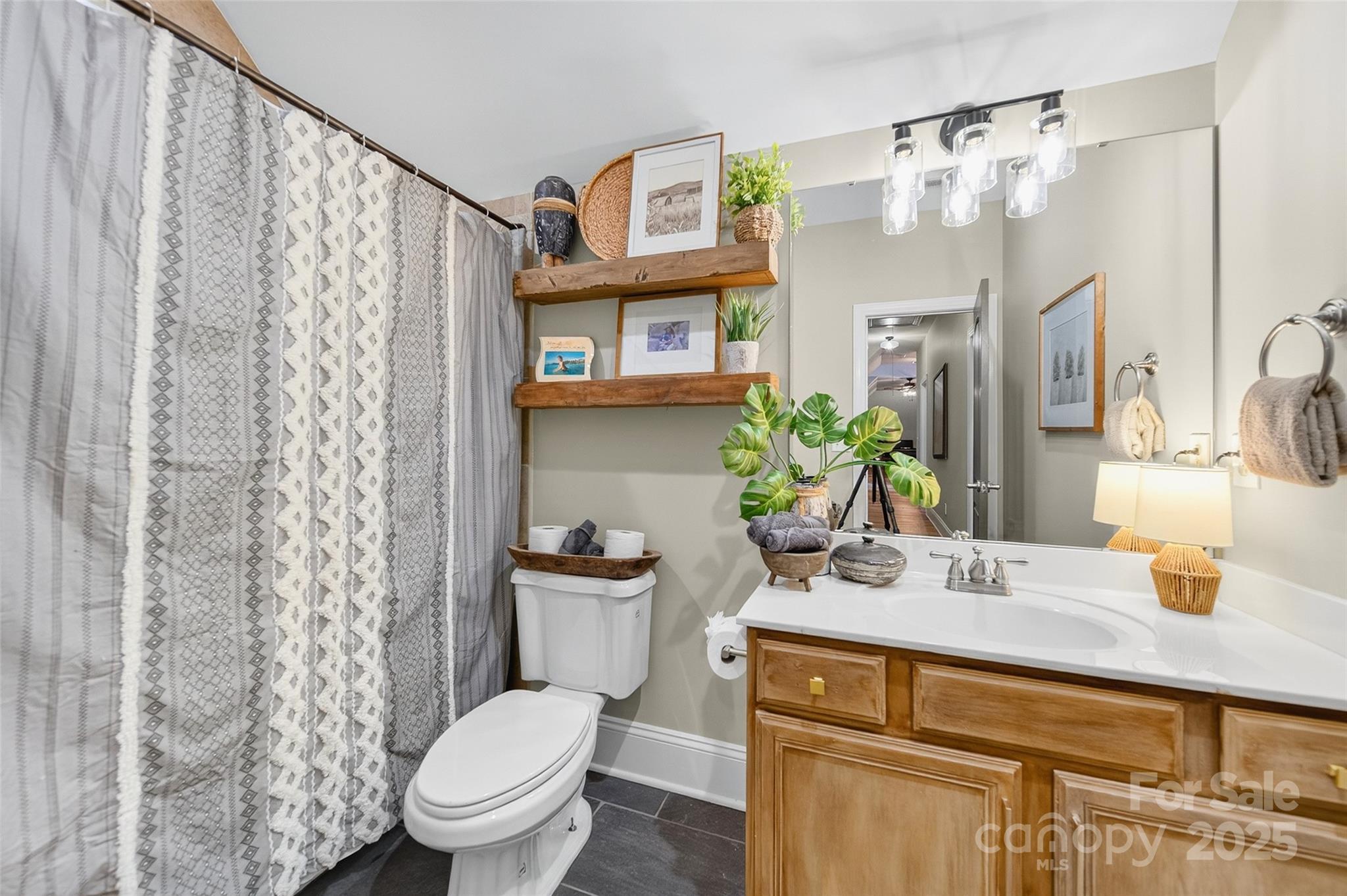 3575 Gordon Street Terrell, NC 28682 - Photo 45 of 48 a bathroom with a sink a toilet and shower curtain