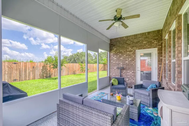 a view of a backyard with a tree