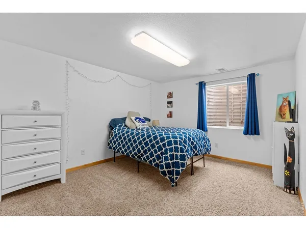 a bedroom with a bed and a walk in closet