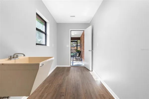a view of a bathtub in a room