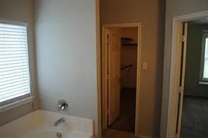 a bathroom with a bathtub