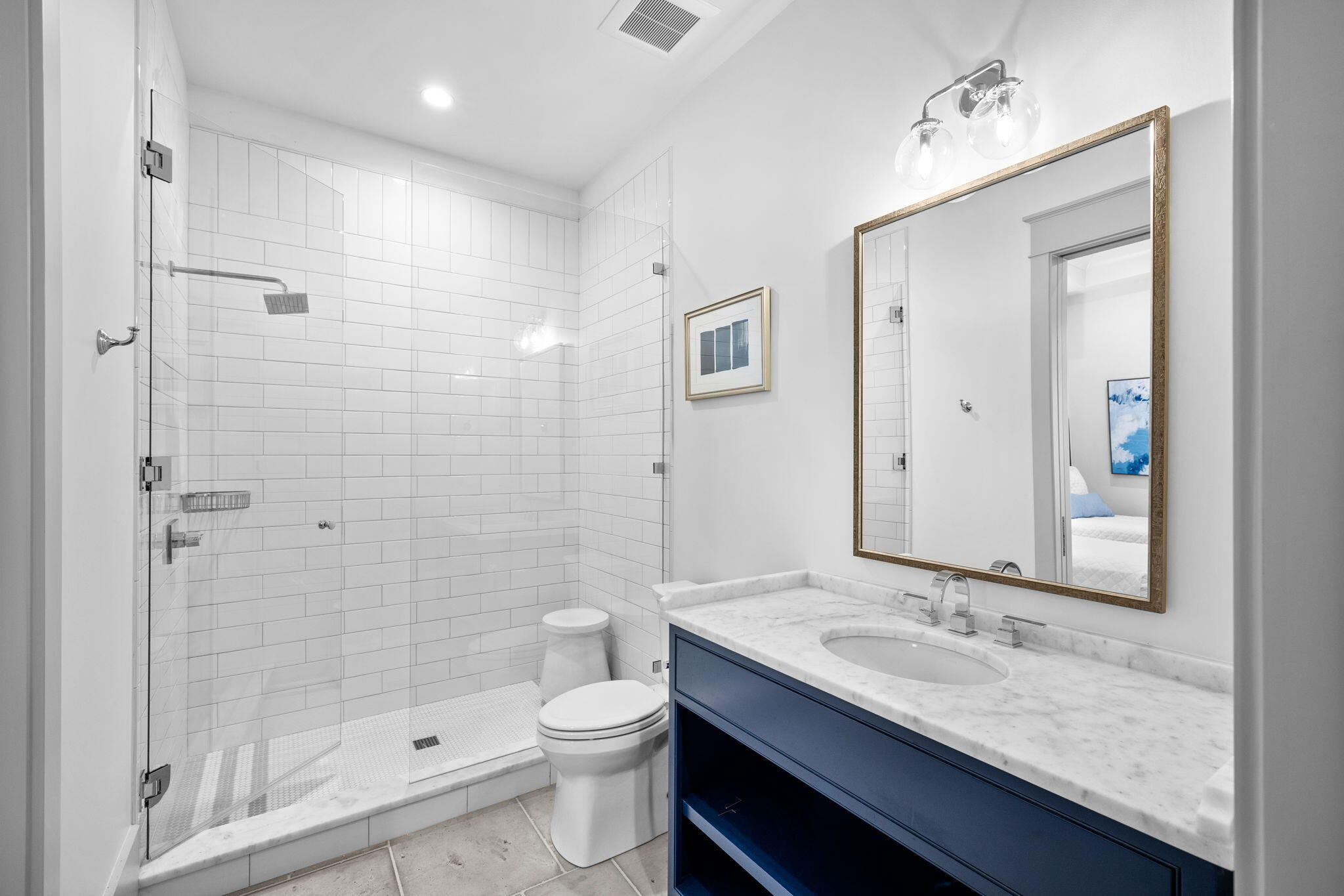 71 Chivas Lane Santa Rosa Beach, FL 32459 - Photo 29 of 128 a bathroom with a granite countertop sink a toilet and shower