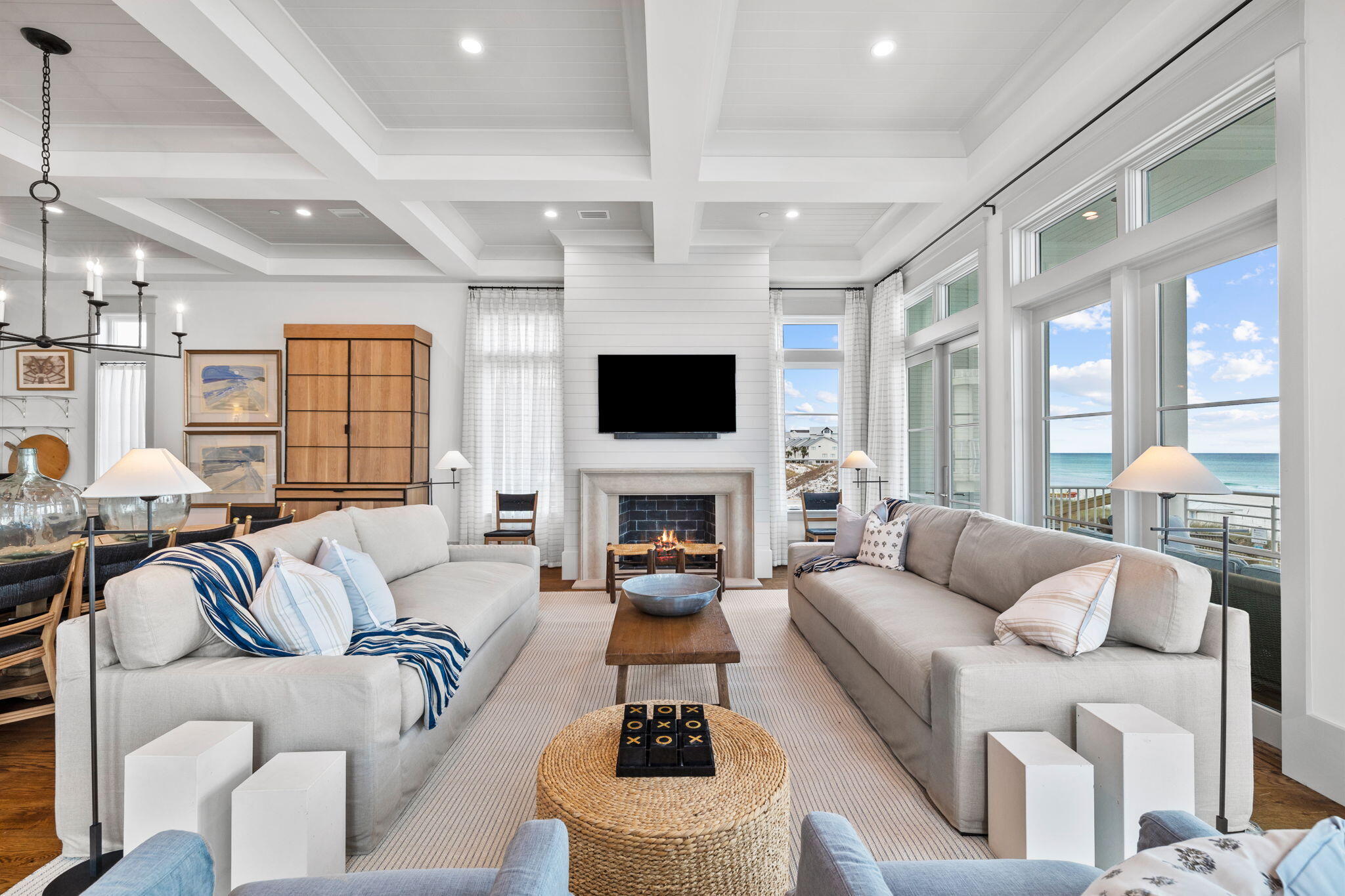 71 Chivas Lane Santa Rosa Beach, FL 32459 - Photo 47 of 128 a living room with furniture a fireplace and a flat screen tv