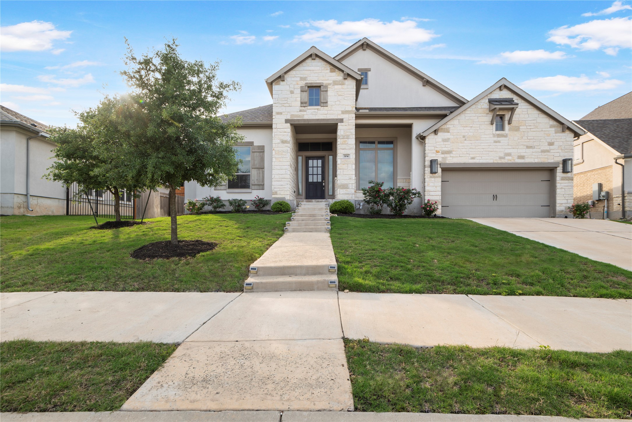 104 Catani Loop Georgetown, TX 78628 - Photo 1 of 34 A striking facade with varied textures and architectural interest welcomes you home.
