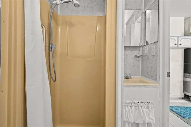 a bathroom with a shower
