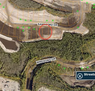 a view of a park with potted plants