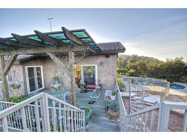 16591 Highland Valley Road Ramona, CA 92065 - Photo 13 of 25 Standing on the upper level balcony and gazing down at your lovely pool, home and frst level balcony area~