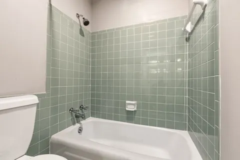 a bathroom with a bathtub