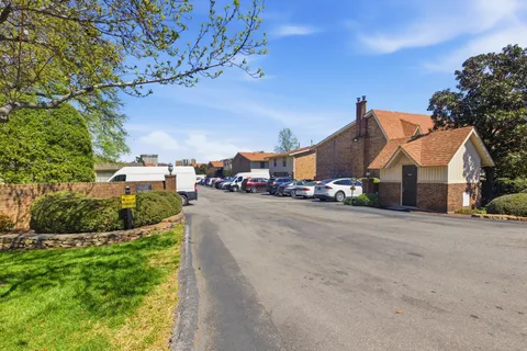 a view of a street with houses