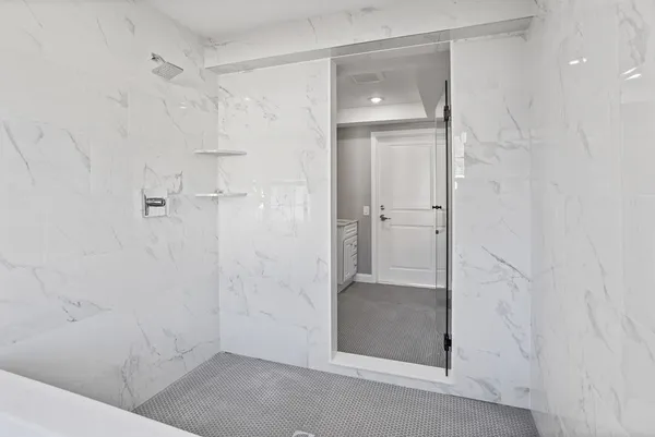 a bathroom with a shower
