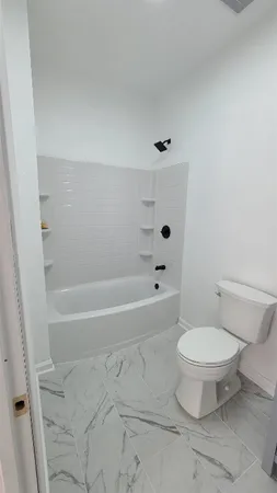 a bathroom with a toilet and a bathtub