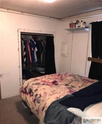 view of a bedroom with a bed and a television