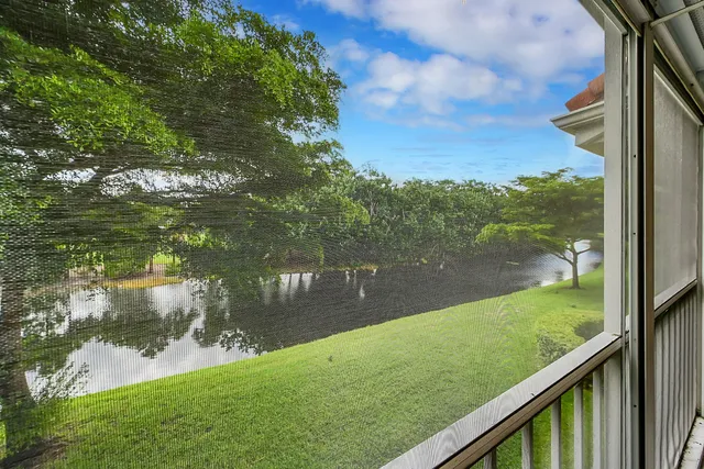 a view of lake from a balcony
