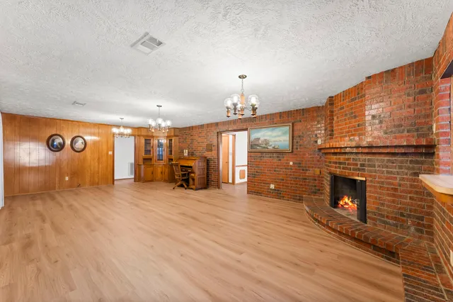 a view of a livingroom with a fireplace