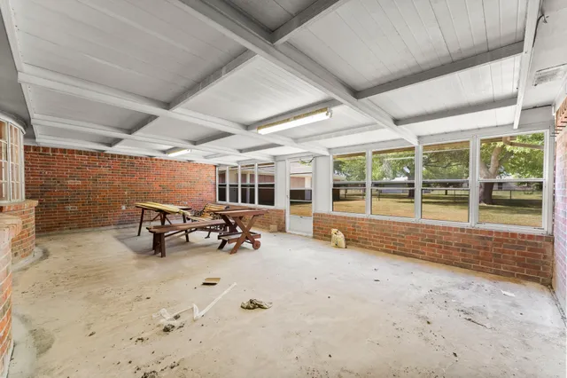 a view of a garage with window