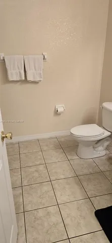 a bathroom with a toilet and a rug