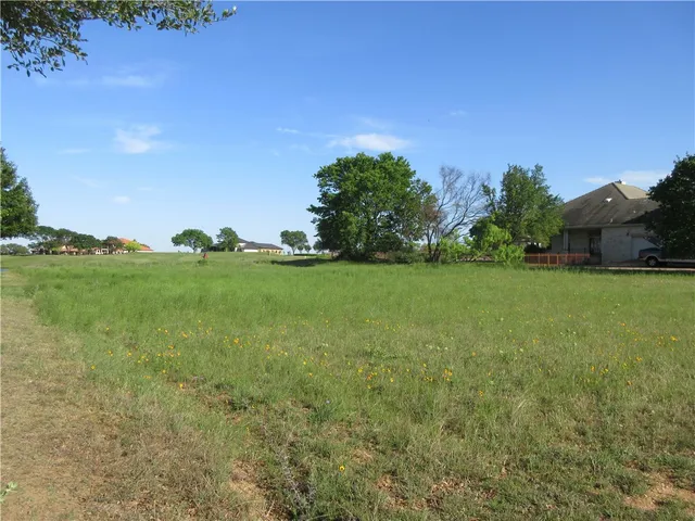 a view of a garden with a building in the background