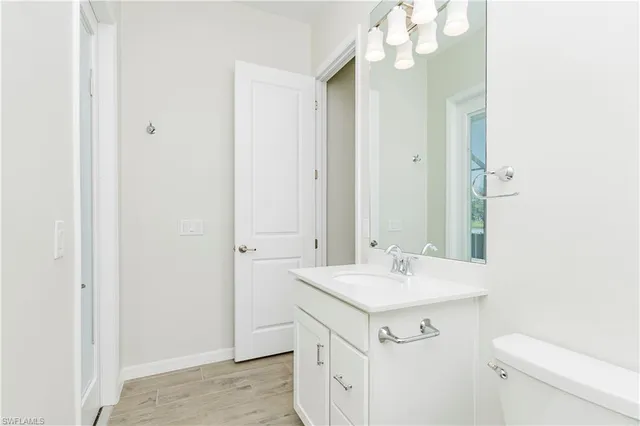 a bathroom with a sink a mirror and a toilet