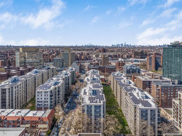 a city view with tall buildings