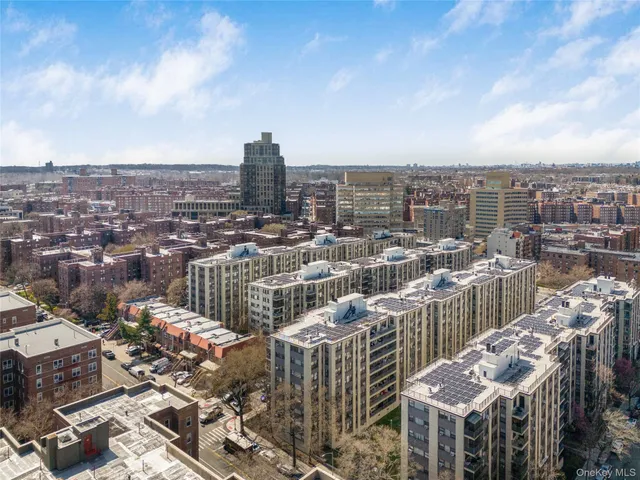 an aerial view of a city with buildings