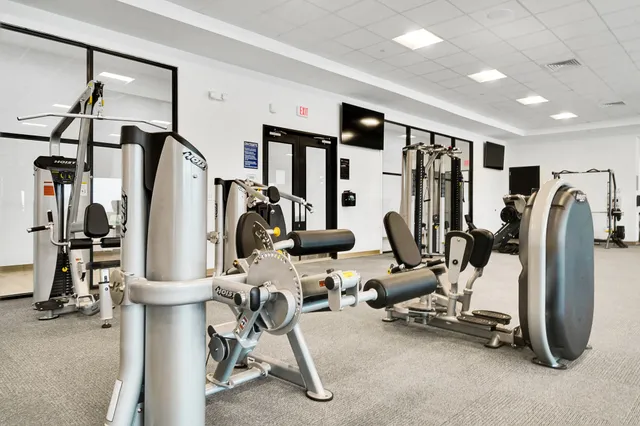 a view of a room with gym equipment