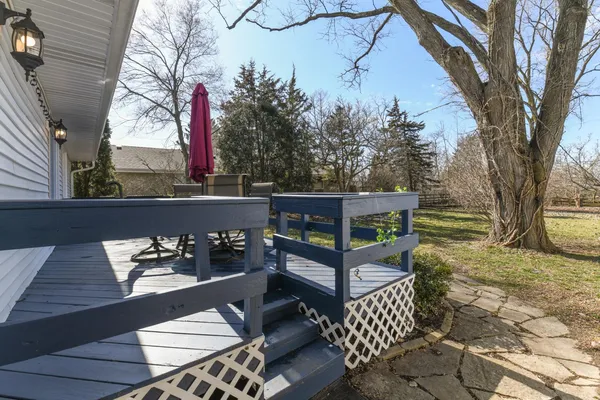 a view of a bench in the roof deck