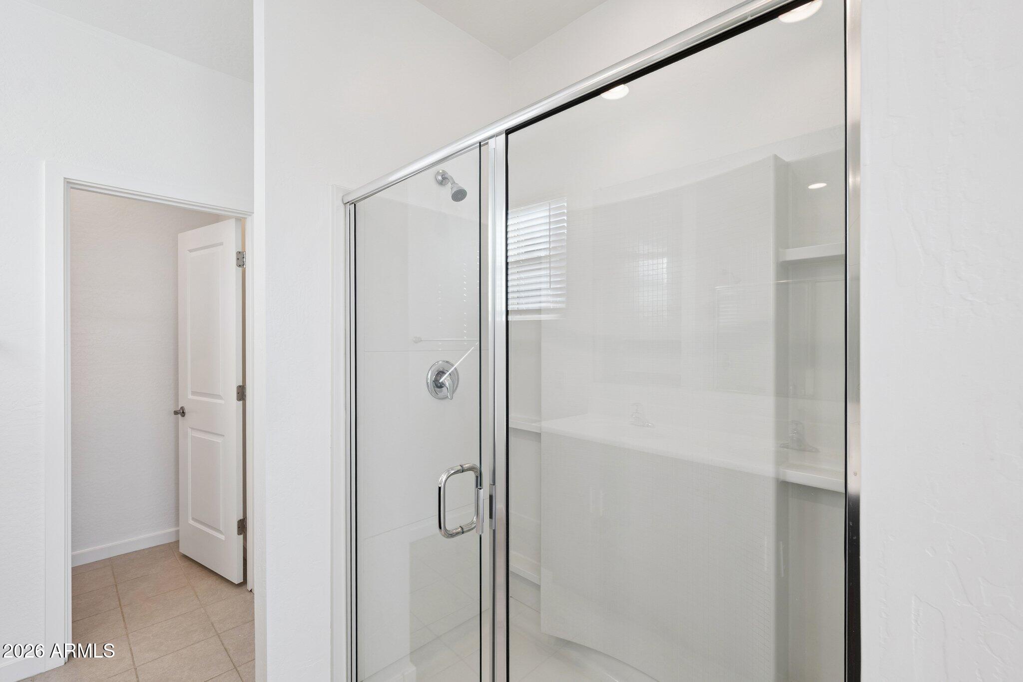4313 West Allen Street Laveen, AZ 85339 - Photo 9 of 22 a bathroom with a glass shower door