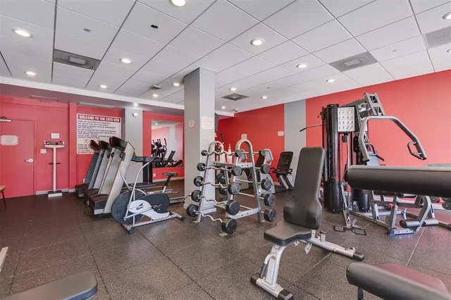 a view of a room with gym equipment