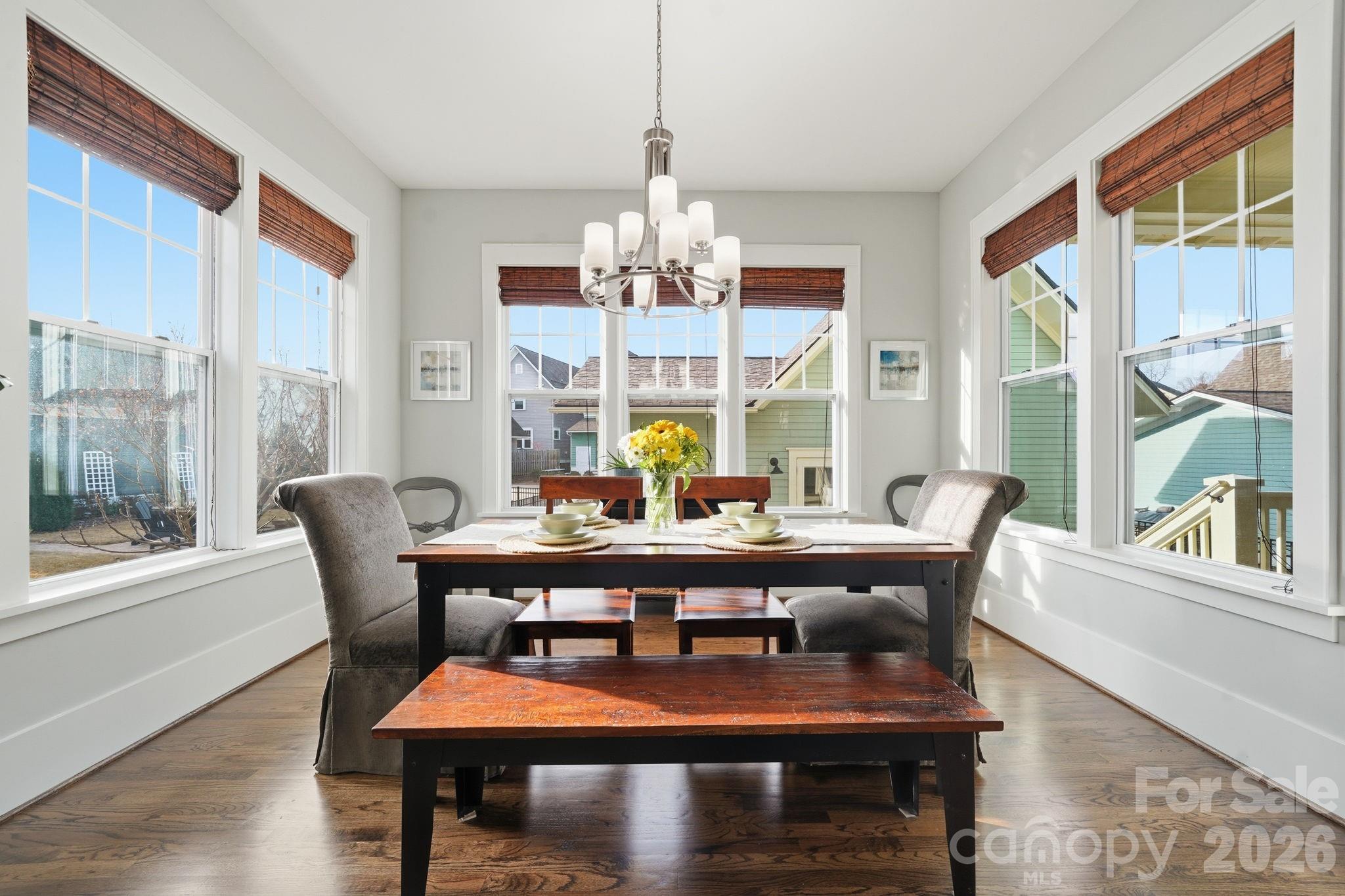 312 Mill Ridge Road Rock Hill, SC 29730 - Photo 20 of 42 a view of a dining room with furniture wooden floor and a chandelier